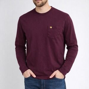 Brooks Brothers 100 Cotton Burgundy Long Sleeve Pocket Tee Shirt Size M